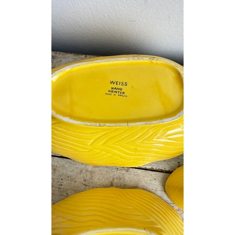 Vintage Weiss Hand Painted Corn Serving Bowls Set of 3 Brazil Yellow CSGC